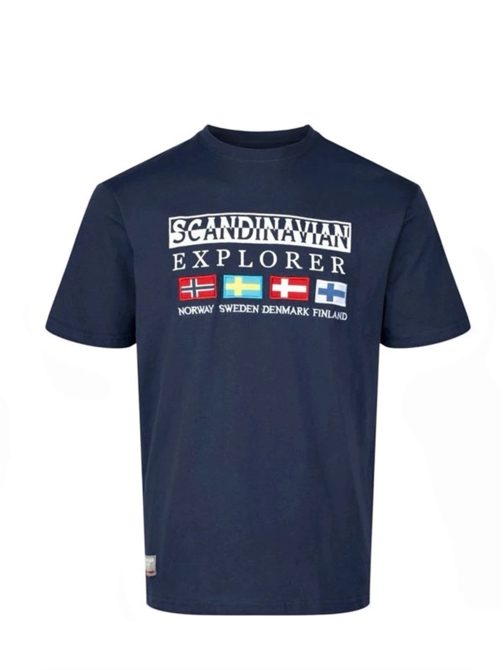 Scandinavian Explorer 4-Flag T-Shirt Graphic Tee Blue Large